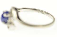 10K White Gold Marquise Syn. Blue Star Sapphire Diamond Ring