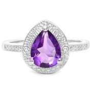 STERLING SILVER 1.40 CT AMETHYST & COCKTAIL RING