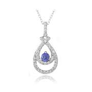 Sterling Silver Tanzanite & Clear CZ Double Teardrop Necklace