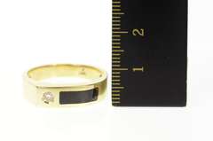 14K Yellow Gold Diamond Black Onyx Inlay Men's Statement Ring