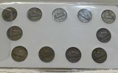 Silver War Nickel Complete Set, circ.  1942-1945