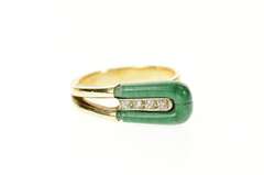 14K Yellow Gold Retro Malachite Diamond Statement Wrap Ring