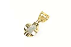 14K Yellow Gold Oval Faceted Mystic Topaz Ornate Statement Pendant