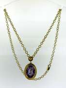 Sterling Silver Gold Plated Amethyst Color Pendant With Chain