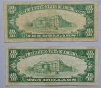 2 1929 Series NY $ 10 National Currency Notes