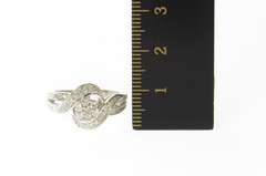 10K White Gold Diamond Flower Cluster Bypass Engagement Ring