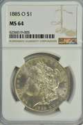 Gorgeous near Gem BU 1885-O Morgan Silver Dollar. NGC MS64