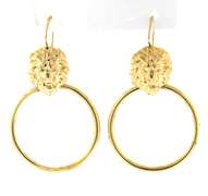 Gorgeous Yellow Gold Lion Hoop Earrings