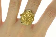 14K Yellow Gold Oval Pave Citrine Prasiolite Halo Statement Ring