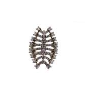 Interesting Sterling Silver Ring with White Gemstones