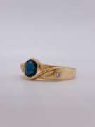 18kt Gold, Blue Sapphire, & Diamond Band Ring