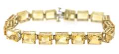Handsome Yellow Gold Emerald Cut Citrine Bracelet