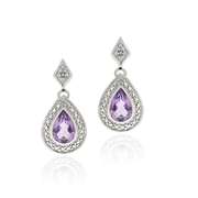 Sterling Silver Amethyst & Diamond Accent Teardrop Dangle Earrings