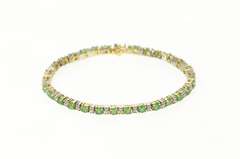 14K Yellow Gold Classic Emerald Diamond Accent Tennis Bracelet