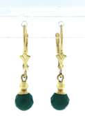 Amazing Yellow Gold Green Faceted Bead Leverback Earrings