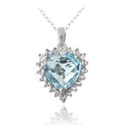 Sterling Silver 4.5ct Blue & White Topaz Heart Pendant