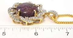 Gorgeous  Huge 46.00CTS Cabochon-Cut Star Ruby & White Sapphire Necklace in Vermeil