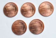 5 Off Center Pennies, 3x2020, 2x2021