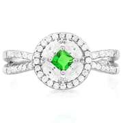 SPARKLING! EMERALD STERLING SILVER RING