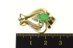 14K Yellow Gold Emerald Diamond Cluster Curvy Statement Pendant