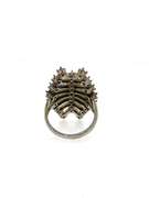 Interesting Sterling Silver Ring with White Gemstones
