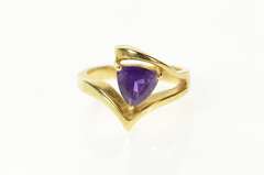 14K Yellow Gold Trillion Amethyst Geometric Statement Ring