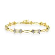 18K Gold Over Sterling Silver Created Opal & Diamond Accent Bow Bracelet