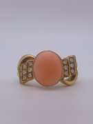 14kt Gold Coral & Diamond Cocktail Ring