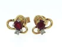 Fantastic Ruby and Diamond Swirl Button Earrings