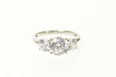 14K White Gold Three Stone Cubic Zirconia Travel Engagement Ring