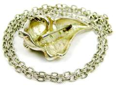 Signed Heavy Silver Tiger Pin/Pendant with Chain