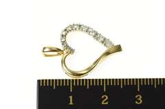 10K Yellow Gold Classic Diamond Curvy Heart Love Symbol Pendant
