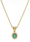 Charming Yellow Gold Emerald and Diamond Necklace