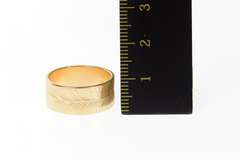 14K Yellow Gold 8.3mm Grooved Chevron Wedding Band Soviet Ring
