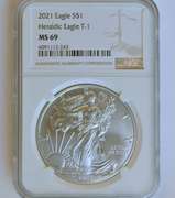 2021 T1 Silver Eagle NGC MS69
