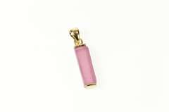 Gold Plated Pink Glass Squared Simple Statement Pendant