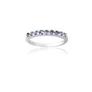 Sterling Silver Tanzanite CZ Semi-Eternity Band Ring