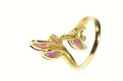 14K Yellow Gold Marquise Ruby Diamond Bypass Statement Ring