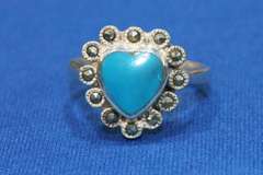 Turquoise & Marcasite in Sterling Ring