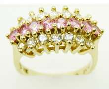 14K Pink Sapphire & White Tourmaline Ring, 5.5