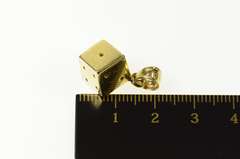14K Yellow Gold 3D Six Sided Die Dice Good Luck Gambler Charm/Pendant