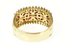 14K Yellow Gold 1.38 Ctw Marquise Ruby Diamond Statement Ring