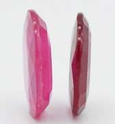 PAIR OF VIOLET RED NATURAL RUBY FACETED OVAL CUT