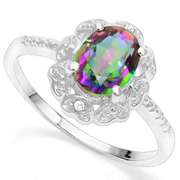 STERLING SILVER 1.16 CT MYSTIC GEMSTONE & RING