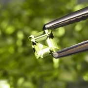 Princess cut Unheated! 7.05ct Peridot set