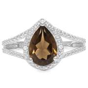 STERLING SILVER PR 7*10 MM SMOKEY TOPAZ RING