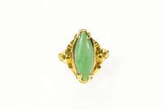 14K Yellow Gold Victorian Ornate Marquise Turquoise Statement Ring
