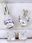 Sterling Silver Cubic Zirconia Pendants & Earrings