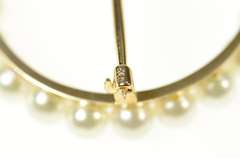 14K Yellow Gold Retro Pearl Circle Classic Statement Pin/Brooch