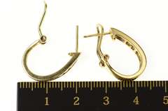 14K Yellow Gold Natural Ruby Diamond Oval French Clip Hoop Earrings